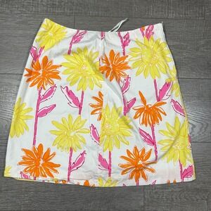 VTG Y2K‎ Lilly Pulitzer Straight & Pencil Skirt Women 8 White Floral Knee Length